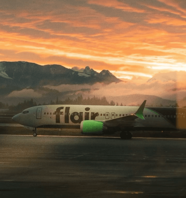 After edit of a Flair airplane at sunset